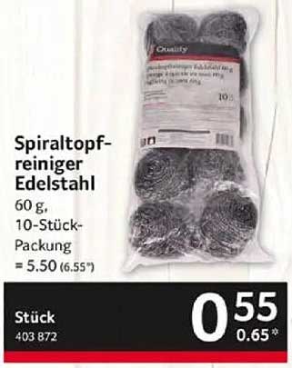Spiraltopfreiniger Edelstahl 60 g, 10-Stück-Packung
