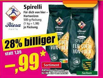 Spirelli für dich von hier – Hartweizen 500-g-Packung