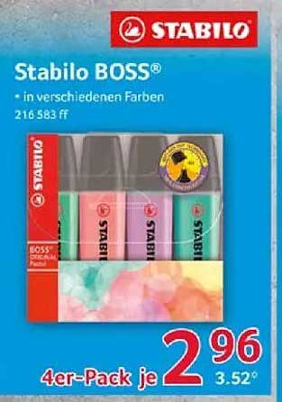 Stabilo BOSS® 4er-Pack Hochlighter in verschiedenen Farben