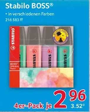 Stabilo BOSS® 4er-Pack in verschiedenen Farben