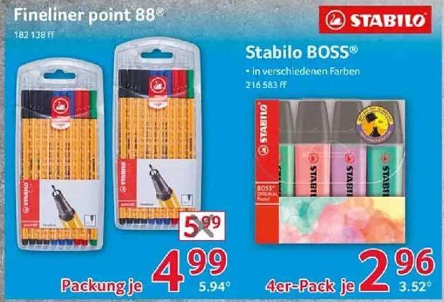 Stabilo BOSS® - Hochlighters im 4er-Pack in verschiedenen Farben