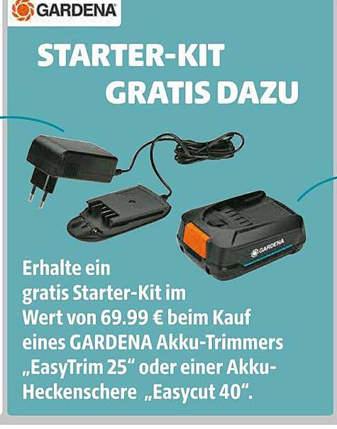 Starter-Kit gratis dazu beim Kauf eines GARDENA Akku-Trimmers oder Akku-Heckenschere