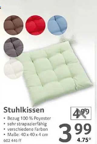 Stuhlkissen 40 x 40 cm in verschiedenen Farben