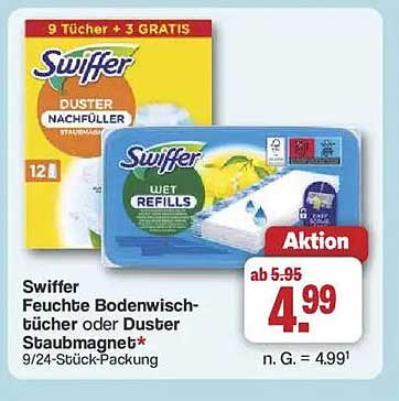 Swiffer Feuchte Bodentücher oder Duster Staubmagnet 9/24-Stück-Packung