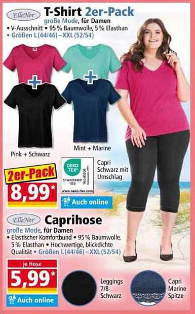 T-Shirt 2er-Pack - große Mode, für Damen