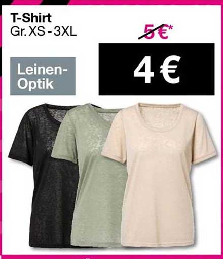 T-Shirt Gr. XS-3XL - Leinen-Optik für nur 4 €