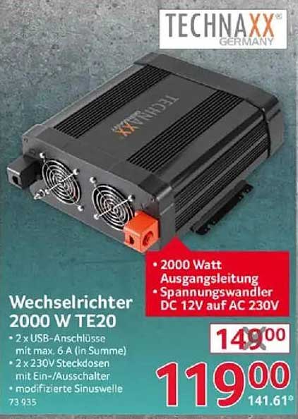 TECHNAXX Wechselrichter 2000 W TE20