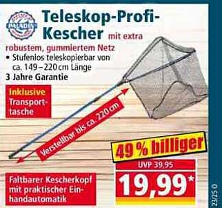 Teleskop-Profi-Kescher mit extra robustem, gummiertem Netz