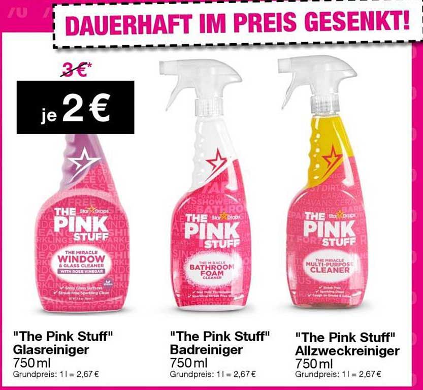 The Pink Stuff Glasreiniger, Badreiniger und Allzweckreiniger - 750 ml für jeweils 2 €