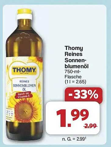 Thomy Reines Sonnenblumenöl 750-ml-Flasche