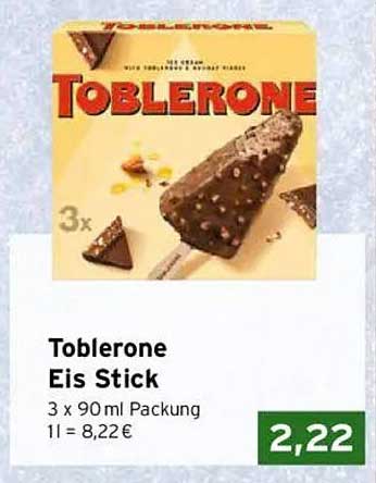 Toblerone Eis Stick 3 x 90 ml Packung
