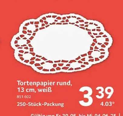 Tortenpapier rund, 13 cm, weiß - 250-Stück-Packung
