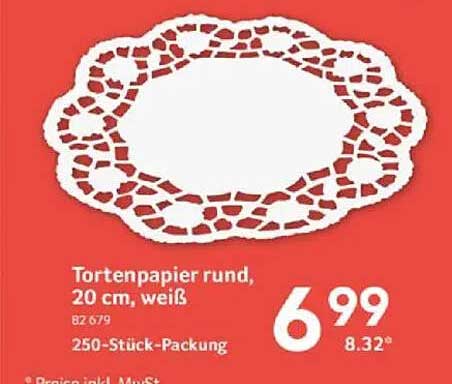 Tortenpapier rund, 20 cm, weiß - 250-Stück-Packung