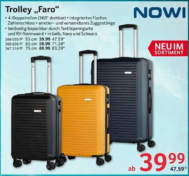Trolley „Faro“ - 4-Doppelrollen, integriertes Zahlenschloss
