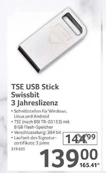 TSE USB Stick Swissbit 3 Jahreslizenz