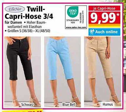 Twill-Capri-Hose 3/4 für Damen - Hochwertiger Baumwollmix