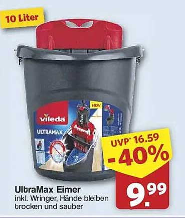 UltraMax Eimer inkl. Wringer – Hände bleiben trocken und sauber