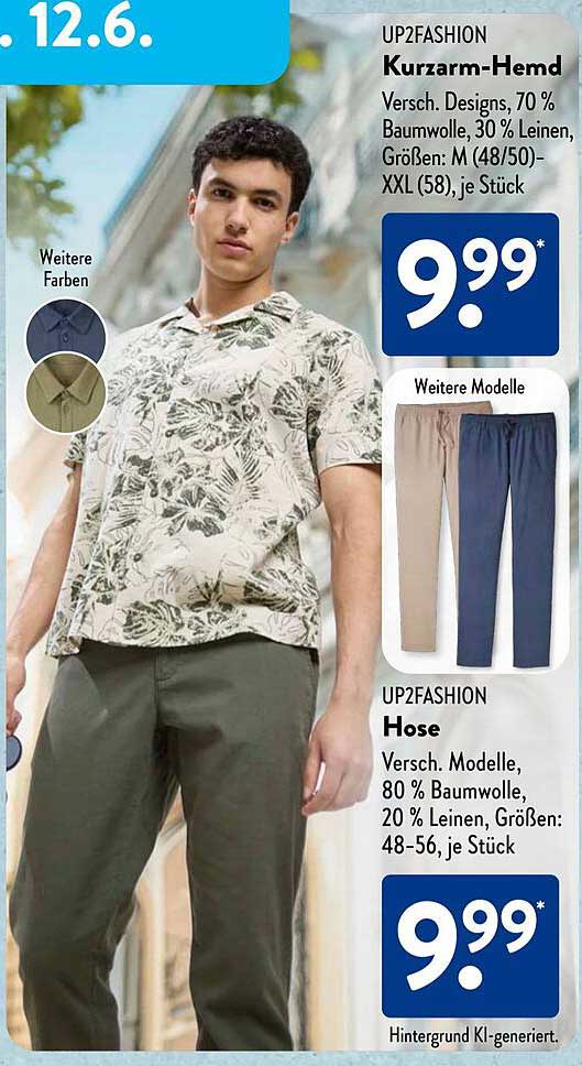UP2FASHION Kurzarm-Hemd und Hose