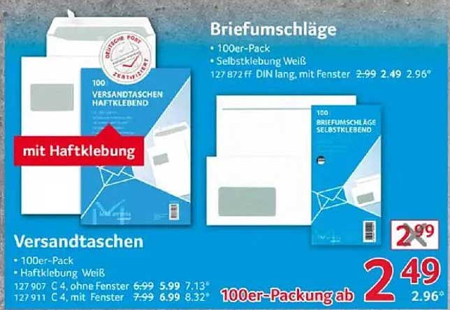 Versandtaschen mit Haftklebung – 100er-Pack