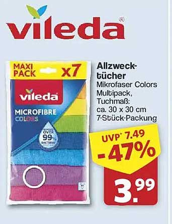 Vileda Allzwecktücher Mikrofasertücher im Multipack (7 Stück)