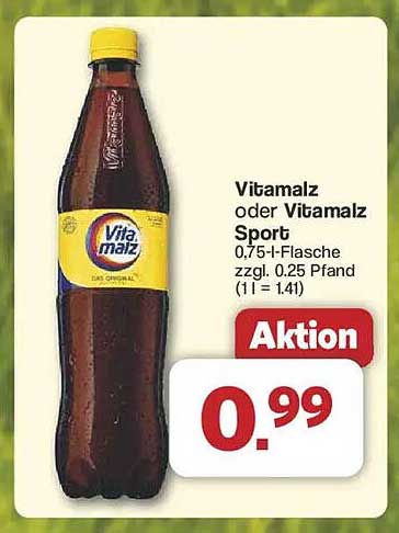 Vitamalz oder Vitamalz Sport, 0,75-Liter-Flasche zzgl. 0,25 Pfand