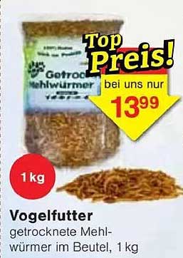 Vogelfutter getrocknete Mehlwürmer im Beutel, 1 kg