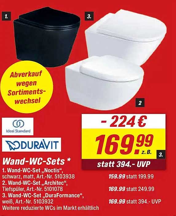 Wand-WC-Sets von Ideal Standard und Duravit