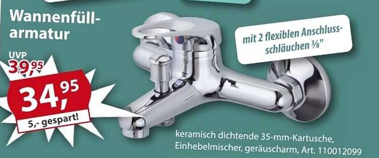 Wannenfüllarmatur mit flexiblen Anschluss-schläuchen