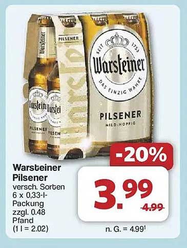 Warsteiner Pilsener 6 x 0,33l Packung