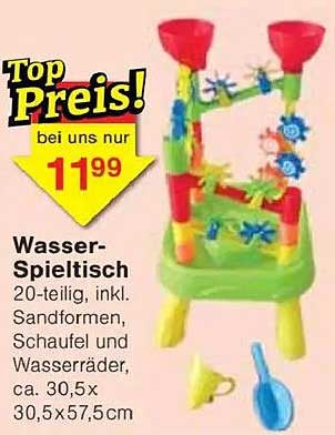 Wasser-Spieltisch 20-teilig inkl. Sandformen, Schaufel und Wasserrädern