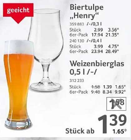 Weizenbierglas 0,5 l – Stück ab 1,39 €