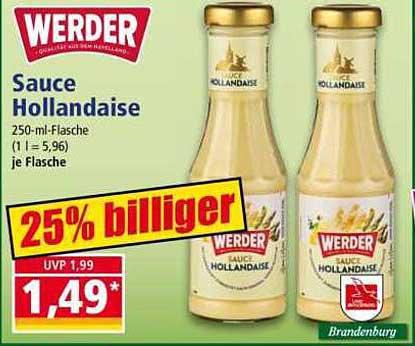 WERDER Sauce Hollandaise 250 ml - 25% billiger!