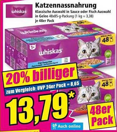 Whiskas Katzennahrung - 48er Pack in Gelee