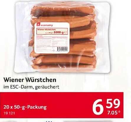 Wiener Würstchen im ESC-Darm, geräuchert