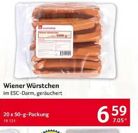 Wiener Würstchen im ESC-Darm, geräuchert