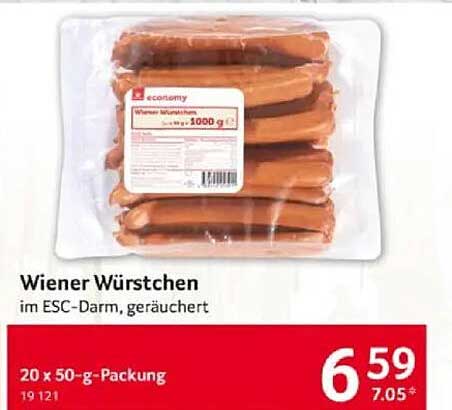 Wiener Würstchen im ESC-Darm, geräuchert