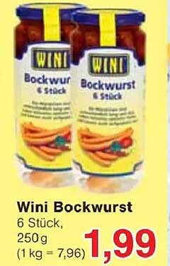 Wini Bockwurst 6 Stück, 250 g