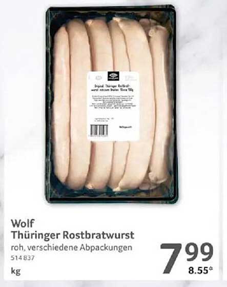 Wolf Thüringer Rostbratwurst, roh, verschiedene Abpackungen