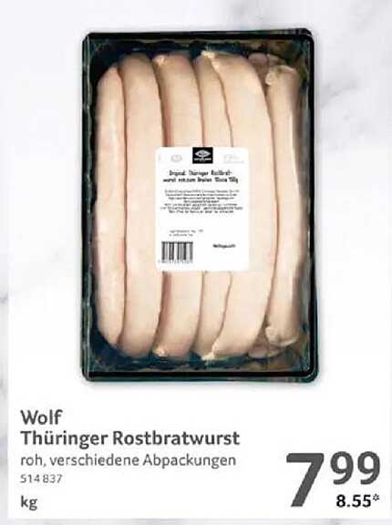 Wolf Thüringer Rostbratwurst, roh, verschiedene Abpackungen