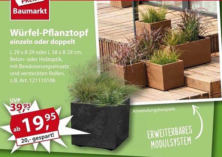 Würfel-Pflanztopf einzeln oder doppelt
