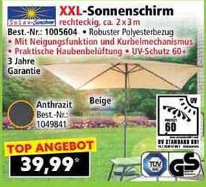 XXL-Sonnenschirm rechteckig, ca. 2 x 3 m