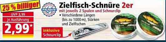 Ziel­fisch-Schnüre 2er mit jeweils 2 Spulen und Schnurclip