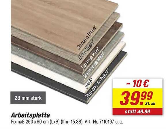 Arbeitsplatte Angebot bei toom Baumarkt - ProspektGuru.de