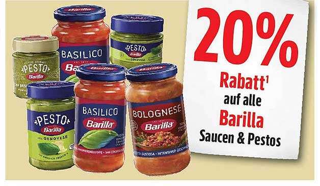 20% Rabatt auf alle Barilla Saucen & Pestos
