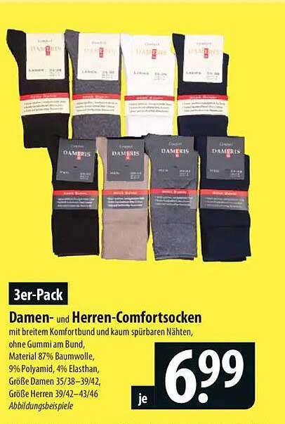 3er-Pack Damen- und Herren-Comfortsocken