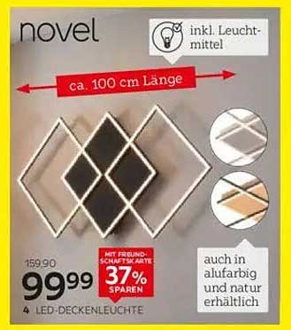 4 LED-Deckenleuchte NOVEL – ca. 100 cm Länge