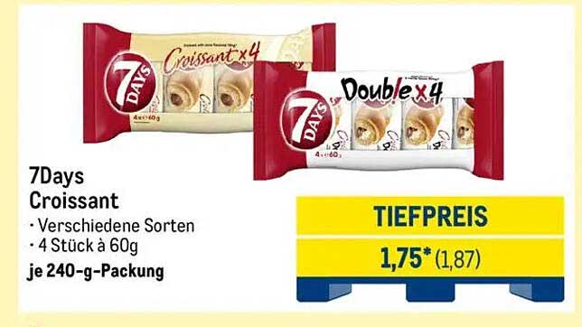 7Days Croissant - Verschiedene Sorten, 4 Stück à 60g