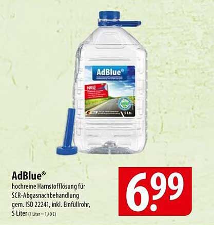 AdBlue® hochreine Harnstofflösung für SCR-Abgasnachbehandlung 5 Liter