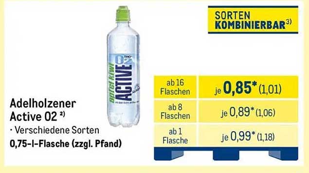 Adelholzer Active 02 – Verschiedene Sorten 0,75-l-Flasche (zzgl. Pfand)