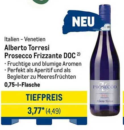 Alberto Torresi Prosecco Frizzante DOC – Neuheit aus Italien